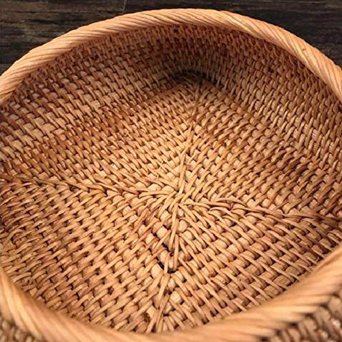 Concey Cesta de Almacenamiento Tejida Hecha a Mano, cestas de Pan de Mimbre Natural, Cesta Redonda Duradera para Tartas de Frutas y Dulces para Cocina, Almacenamiento en el hogar/pequeña
