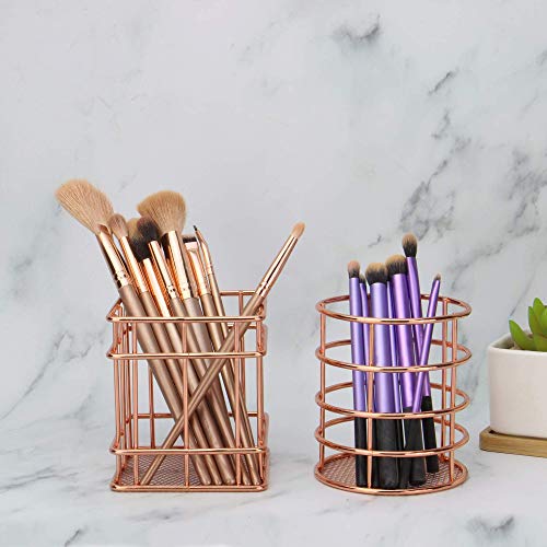 Conjunto de 4 cestas de oro rosa | Organizador de escritorio Rose Gold | Cesta de almacenamiento de metal | Cesta de alambre de oro rosa | Accesorios de escritorio de oro rosa | M&W