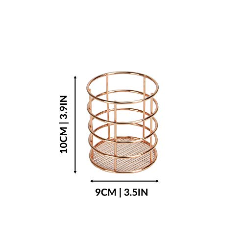 Conjunto de 4 cestas de oro rosa | Organizador de escritorio Rose Gold | Cesta de almacenamiento de metal | Cesta de alambre de oro rosa | Accesorios de escritorio de oro rosa | M&W