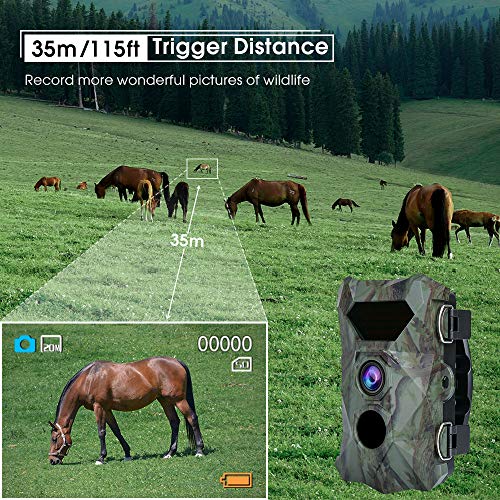 COOLIFE Cámaras de Caza 2.7K 20MP HD Fototrampeo Distancia de Disparo de hasta 35 m Velocidad de Disparo 0.1s Cámara de Caza Nocturna 46 pcs IR Leds Admite hasta 512G