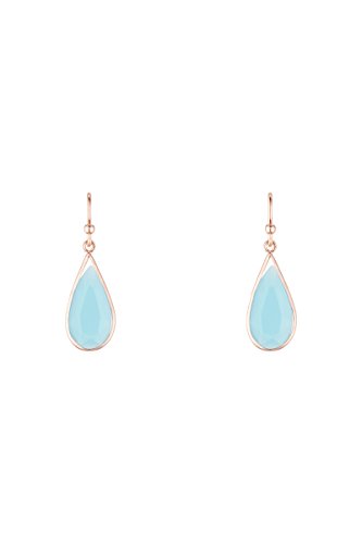 Córdoba Jewels | Pendientes en plata de ley 925 bañados en oro rosa con piedra semipreciosa. Diseño Lágrima Aguamarina Rose Gold