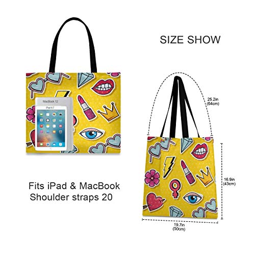 Corona Del Corazón Amarillo Bolsa de Mano de Compra Reutilizable Portátil Bolsa al Hombro ecológica para viajes Mujeres Niñas