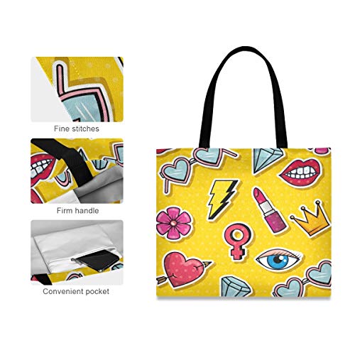 Corona Del Corazón Amarillo Bolsa de Mano de Compra Reutilizable Portátil Bolsa al Hombro ecológica para viajes Mujeres Niñas