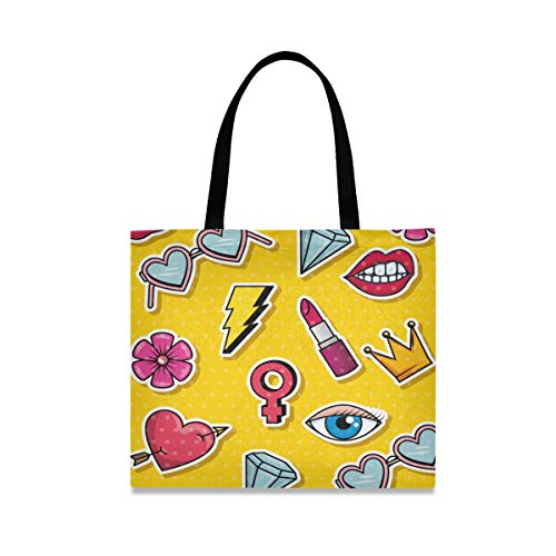 Corona Del Corazón Amarillo Bolsa de Mano de Compra Reutilizable Portátil Bolsa al Hombro ecológica para viajes Mujeres Niñas