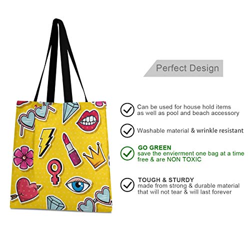 Corona Del Corazón Amarillo Bolsa de Mano de Compra Reutilizable Portátil Bolsa al Hombro ecológica para viajes Mujeres Niñas