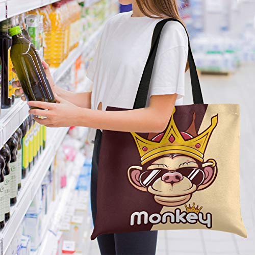 Corona Rey Mono Bolsa de Mano de Compra Reutilizable Portátil Bolsa al Hombro ecológica para viajes Mujeres Niñas