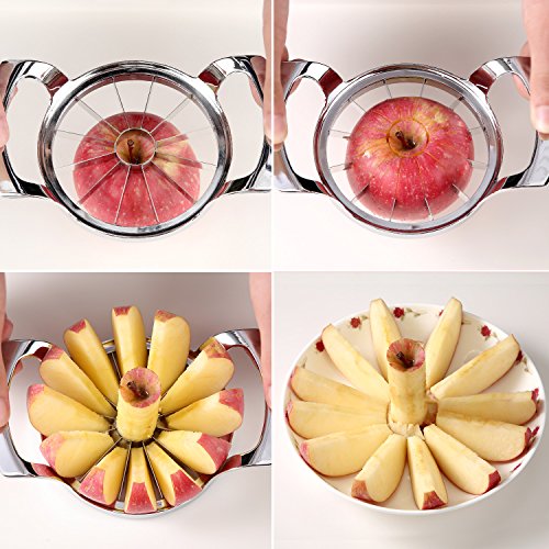 Cortador de manzanas SAVORLIVING versión actualizada de 12 láminas extra grande, cortador de manzanas de acero inoxidable, extractor de manzanas, divisor para manzanas de hasta 4 pulgadas