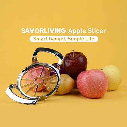 Cortador de manzanas SAVORLIVING versión actualizada de 12 láminas extra grande, cortador de manzanas de acero inoxidable, extractor de manzanas, divisor para manzanas de hasta 4 pulgadas