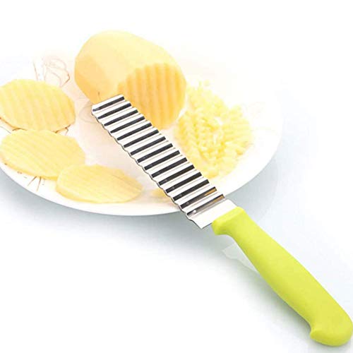 Cortador de Patatas,BETOY 2 Piezas Cortador de Ondas de Acero Inoxidable Cortadora de Patata Vegetal para Cocinas, Hogares, Restaurantes, Tiendas de Papas Fritas, Picnics para Fiestas,23x3x1.9cm