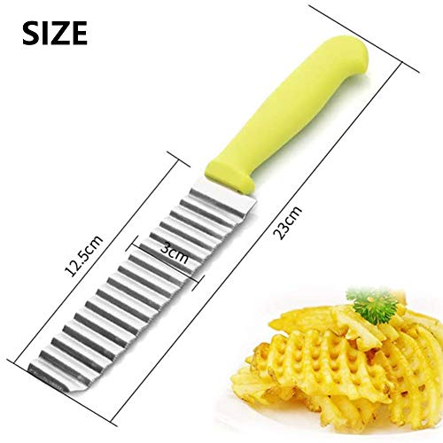 Cortador de Patatas,BETOY 2 Piezas Cortador de Ondas de Acero Inoxidable Cortadora de Patata Vegetal para Cocinas, Hogares, Restaurantes, Tiendas de Papas Fritas, Picnics para Fiestas,23x3x1.9cm