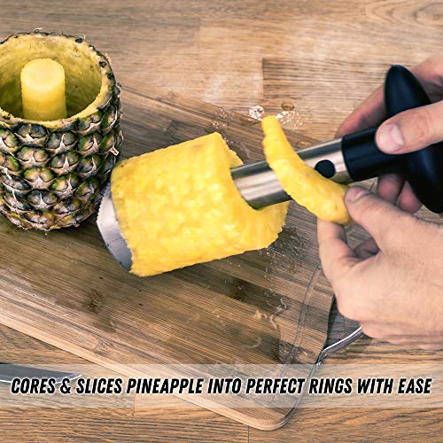 Cortador Pelador de Piña 3-en-1, Acero Inoxidable Premium| Agarre Ergonómico Antideslizante y Aptas para el Lavavajillas| Regalo Ideal de Navidad