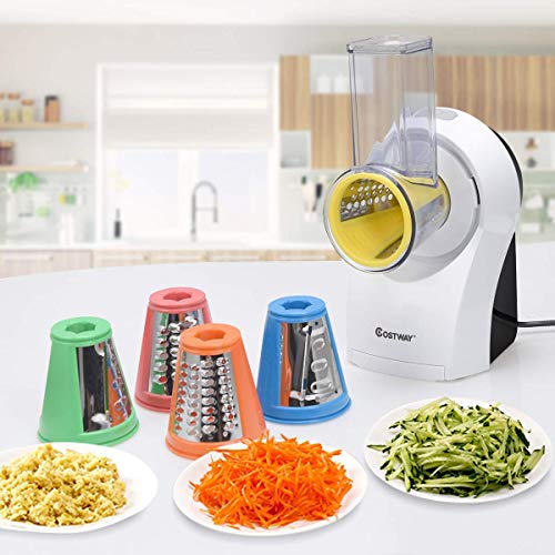 COSTWAY 3 en 1 Cortadora de Verduras Acero Inoxidable 150W Automático Picadora Rebanadora Eléctrica Máquina de Ensalada para Cocina