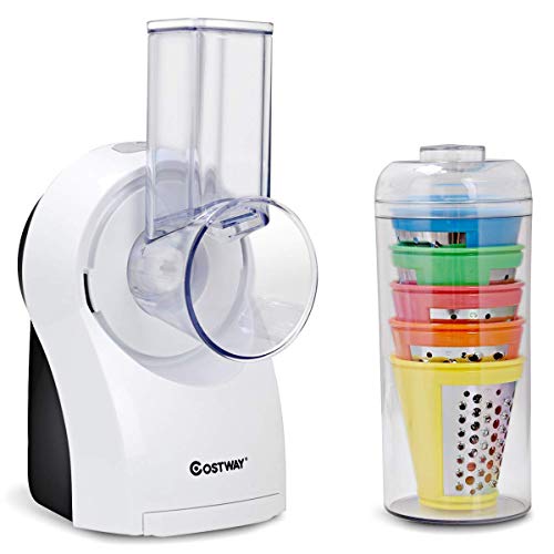 COSTWAY 3 en 1 Cortadora de Verduras Acero Inoxidable 150W Automático Picadora Rebanadora Eléctrica Máquina de Ensalada para Cocina