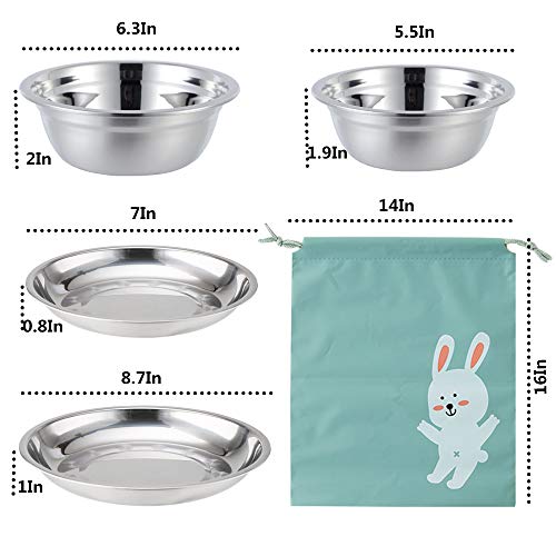 COTOM Platos De Acero Inoxidable, Cuencos, Tazas Y Platos De Especias. Juego de Camping (Juego de 24 Piezas) 3.5 Pulgadas a 8.6 Pulgadas. Uso al Aire Libre Incl. Bolsa de Viaje