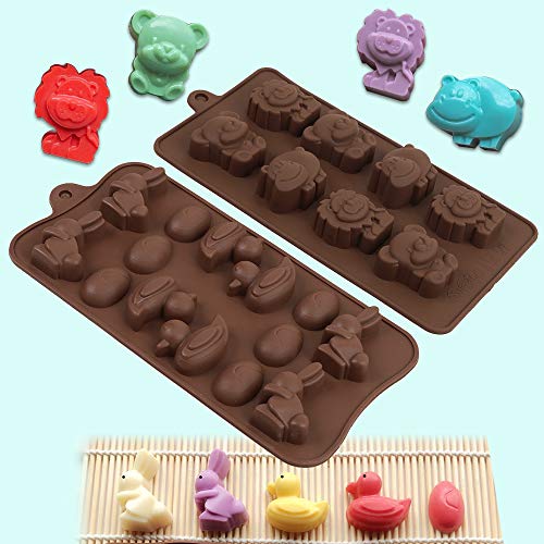 Cozihom Diverse Animal Moldes de silicona para hacer chocolate, silicona de grado alimenticio para chocolate, caramelos, gelatina, cubitos de hielo. 4 unidades.