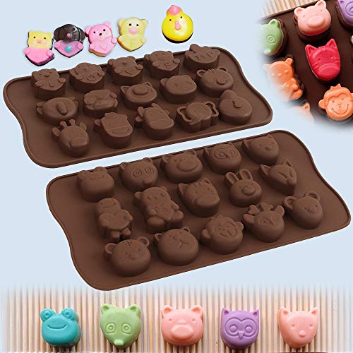Cozihom Diverse Animal Moldes de silicona para hacer chocolate, silicona de grado alimenticio para chocolate, caramelos, gelatina, cubitos de hielo. 4 unidades.