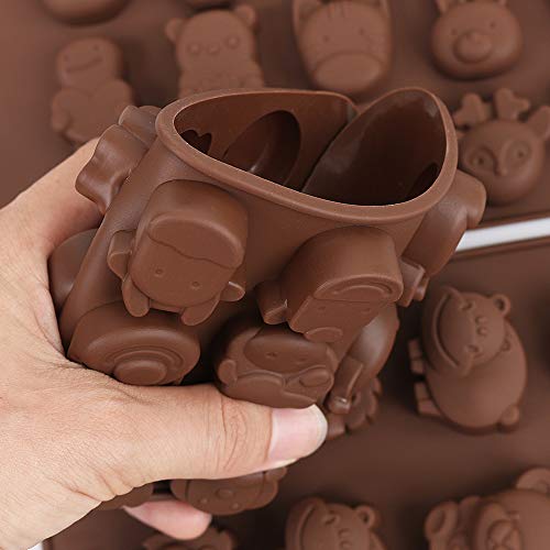 Cozihom Diverse Animal Moldes de silicona para hacer chocolate, silicona de grado alimenticio para chocolate, caramelos, gelatina, cubitos de hielo. 4 unidades.