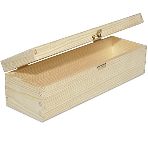 Creative Deco Caja Madera Vino para Decorar | 1 Botella | 35,1 x 11 x 9,8 cm | con Tapa y Bisagra | Perfecta para Regalo Decoupage Decoración Almacenamiento Manualidades