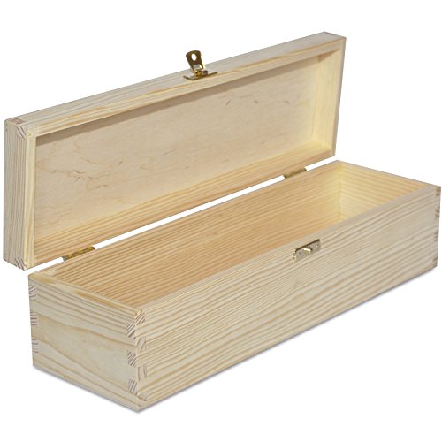 Creative Deco Caja Madera Vino para Decorar | 1 Botella | 35,1 x 11 x 9,8 cm | con Tapa y Bisagra | Perfecta para Regalo Decoupage Decoración Almacenamiento Manualidades