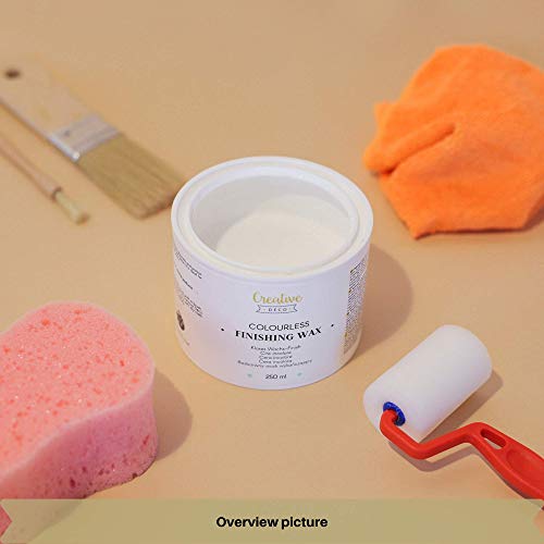 Creative Deco Cera de Acabado Incolora | 250 ml | Protección de Superficies Clara | Pulido Transparente | Brillo Ligero Áreas Brutas o Decoradas
