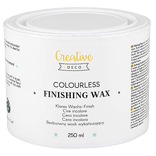 Creative Deco Cera de Acabado Incolora | 250 ml | Protección de Superficies Clara | Pulido Transparente | Brillo Ligero Áreas Brutas o Decoradas
