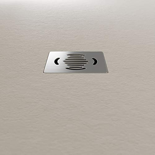 Crocket Plato de Ducha de Resina Ebro - Textura Pizarra y Antideslizante - Acabado Brillo - Todas Las Medidas Disponibles - Incluye Sifón y Rejilla - Blanco RAL 9003-70 x 70