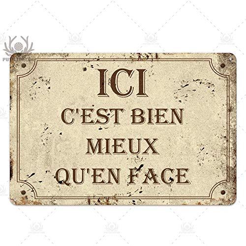Cuadrado Francia Letrero de Metal Letrero de Chapa de Metal Vintage Bar Pub Club Decoración de Pared Pintura de Hierro 7.8x11.8 Pulgadas TH0516