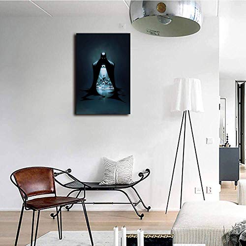 Cuadro moderno en lienzo para pared, superhéroe Batman el gótico, impresión giclée, arte de pared para decoración del hogar, decoración de pared, 61 x 91 cm, enmarcado