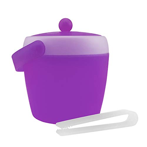 Cubitera con tapa y pinzas, capacidad 2 litros (diámetro x altura: 17,5 x 19,5 cm), de plástico – azul, verde, rosa o morado