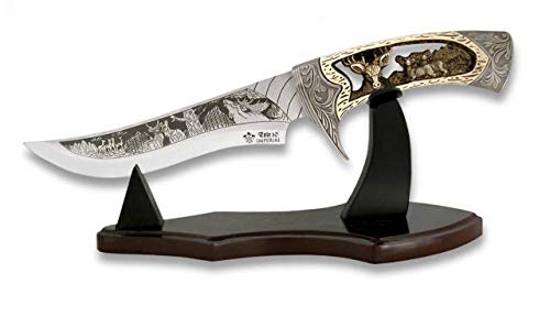 Cuchillo de decoración Tole10 Ciervo Hoja 18 cm para Caza, Pesca, Camping, Outdoor, Supervivencia y Bushcraft Tole 10 Imperial 31465 + Portabotellas de regalo