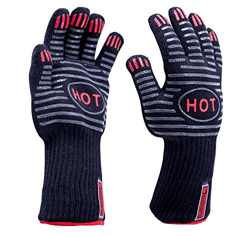 Culinario Barbacoa Guantes, profesional Agarrador, Back Guante Soporta hasta 250 °C, con cintura alta