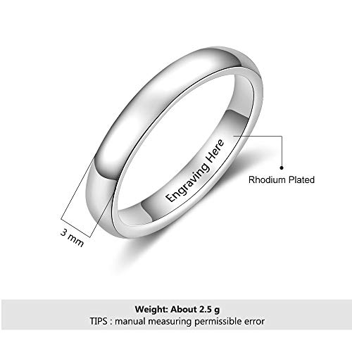 DaMei Anillo Plata Pareja Personalizados Pare Mujer Hombre Compromiso Acero Inoxidable Joyeria Mujer Grabado Personalizado Regalo Novia BFF Boda Aniversario (14,5)
