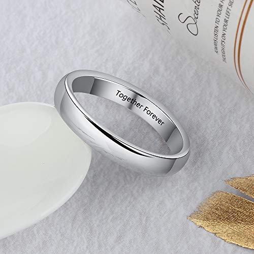 DaMei Anillo Plata Pareja Personalizados Pare Mujer Hombre Compromiso Acero Inoxidable Joyeria Mujer Grabado Personalizado Regalo Novia BFF Boda Aniversario (14,5)