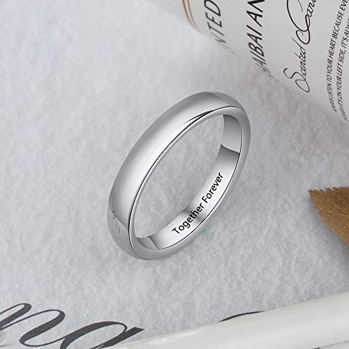DaMei Anillo Plata Pareja Personalizados Pare Mujer Hombre Compromiso Acero Inoxidable Joyeria Mujer Grabado Personalizado Regalo Novia BFF Boda Aniversario (14,5)