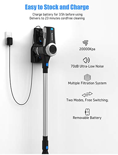 Dcenta Aspirador Sin Cable, Aspirador Ultraligera Escoba Vertical y de Mano 2 en 1, Aspirador 350W, Duración de la Batería es Larga