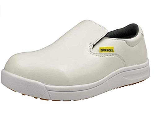 DDTX Calzado de Trabajo para Hombres Antideslizante Ligeros y Transpirable Zapatos de Trabajo de Cocina Blanco Talla 42.5