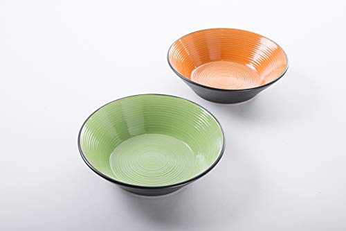 Deagourmet Botella Color ensaladeras, DE cerámica, Color Negro/Naranja, Verde, 0 
