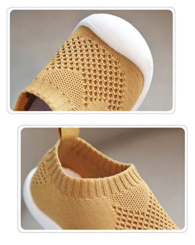 DEBAIJIA Bebé Primeros Pasos Zapatos 1-4 años Niños Niñas Infante Suave Suela Antideslizante Malla Transpirable Ligero 22 EU Amarillo (Tamaño de la etiqueta-19)