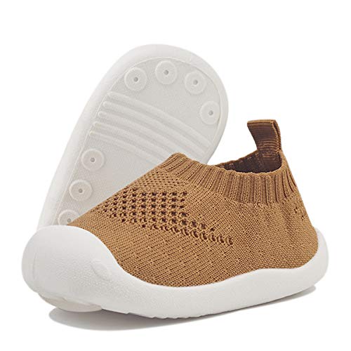 DEBAIJIA Bebé Primeros Pasos Zapatos 1-4 años Niños Niñas Infante Suave Suela Antideslizante Malla Transpirable Ligero 22 EU Amarillo (Tamaño de la etiqueta-19)