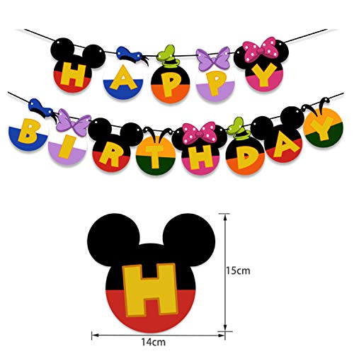 Decoraciones de cumpleaños de Mickey Mouse Banner de Happy Birthday Adorno Pastel Globos de lunares para la fiesta Temática de Mickey Mouse