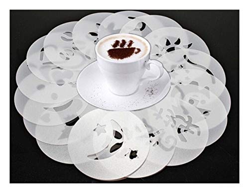 Decorar Café De Lujo Imprimir Modelo Café De La Flor De La Burbuja Del Molde Leche Spray Plantilla 16 Piezas Accesorios Café Espuma (Color : 1set)