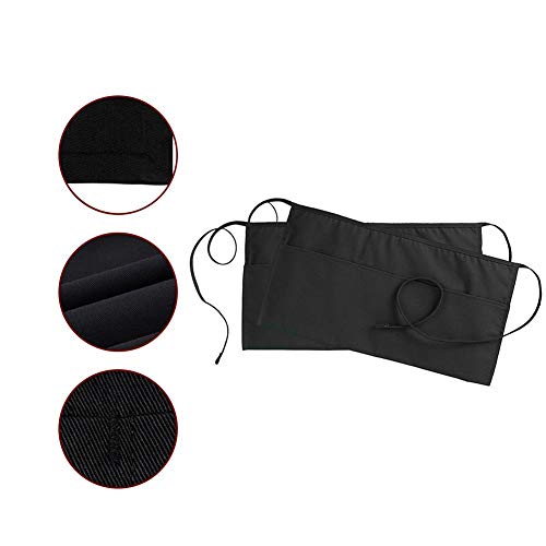 Delantal de cintura Delantal negro con 3 bolsillos Delantal corto Delantal de camarero Impermeable Delantal de camarero Delantal de camarera para la cocina en casa Restaurante Trabajo de cocina