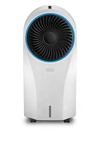 De'Longhi EV250.WH Climatizador Evaporativo con Ionizador y Filtro Antipolvo, Depósito de 4.5 L con 6 h de Autonomía, Protección ipx4, Pantalla Led, Mando a Distancia, Refrigeración Natural, Blanco