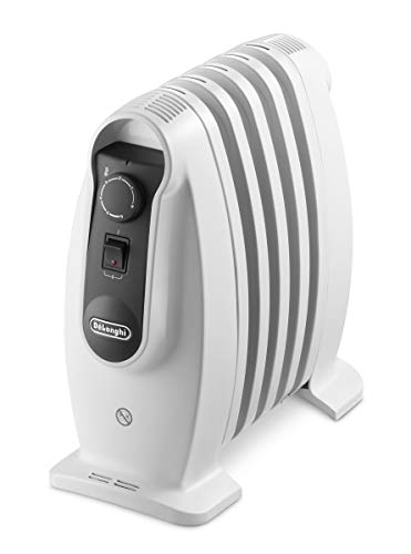 Delonghi TRNS 0505M - Radiador de aceite, 500 w, termostato seguridad, ajustes termostato, asas, blanco