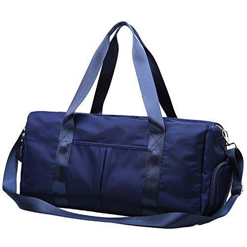 Desconocido Bolsas de Gimnasio 35L Mujeres Bolsa de Deporte Impermeable con Compartimento para Zapatos y Bolsillo Húmedo Bolsa de Viaje para Yoga Natacion Bailando El Tenis Rosa (Azul)