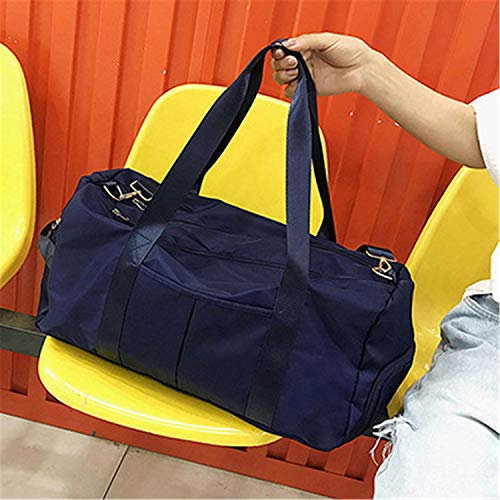 Desconocido Bolsas de Gimnasio 35L Mujeres Bolsa de Deporte Impermeable con Compartimento para Zapatos y Bolsillo Húmedo Bolsa de Viaje para Yoga Natacion Bailando El Tenis Rosa (Azul)