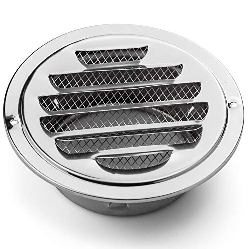 DESON Rejilla de Ventilación Redonda, 100 mm, Acero Inoxidable, Respiraderos de Láminas para Baño Habitación Oficina