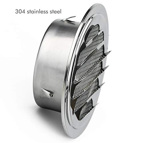 DESON Rejilla de Ventilación Redonda, 100 mm, Acero Inoxidable, Respiraderos de Láminas para Baño Habitación Oficina