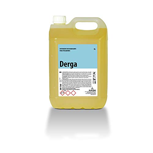 Detergente desengrasante máquina fregadora DERGA 5 Lts. Apto uso en hogares, restaurantes, cafeterías, hoteles, residencias, hospitales, albergues, hoteles o gimnasios.