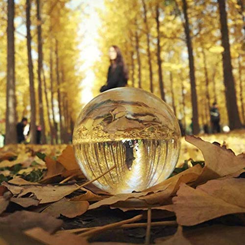 Deuxff - Bola de cristal transparente con soporte, K9 bola de cristal con soporte transparente, decoración artística para fotografía (30 mm)